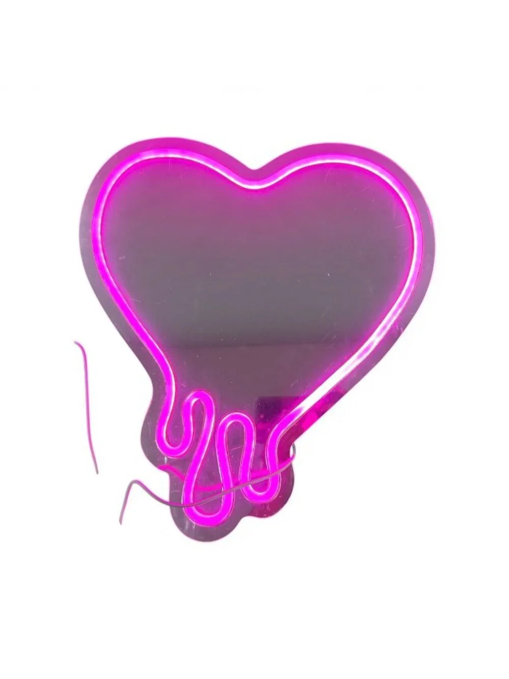 Drippy Heart Light Up Neon Wall Mirror USB-Powered LED Wall Hanging 12.7